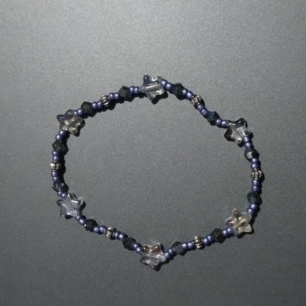 Blue bracelet with clear stars
